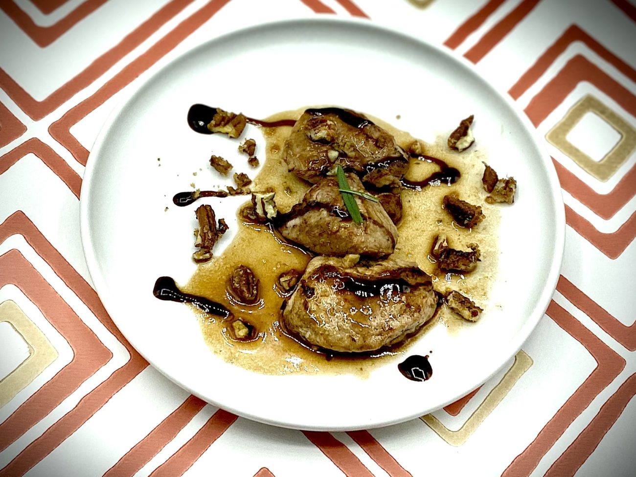 Pork Tenderloin Medallions with Honey Balsamic Pecan Glaze