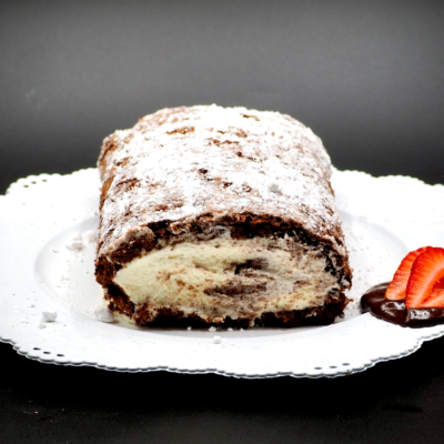 Chocolate Génoise Sponge Roll Cake with Ricotta Mascarpone Cream Filling Recipe Allison Antalek