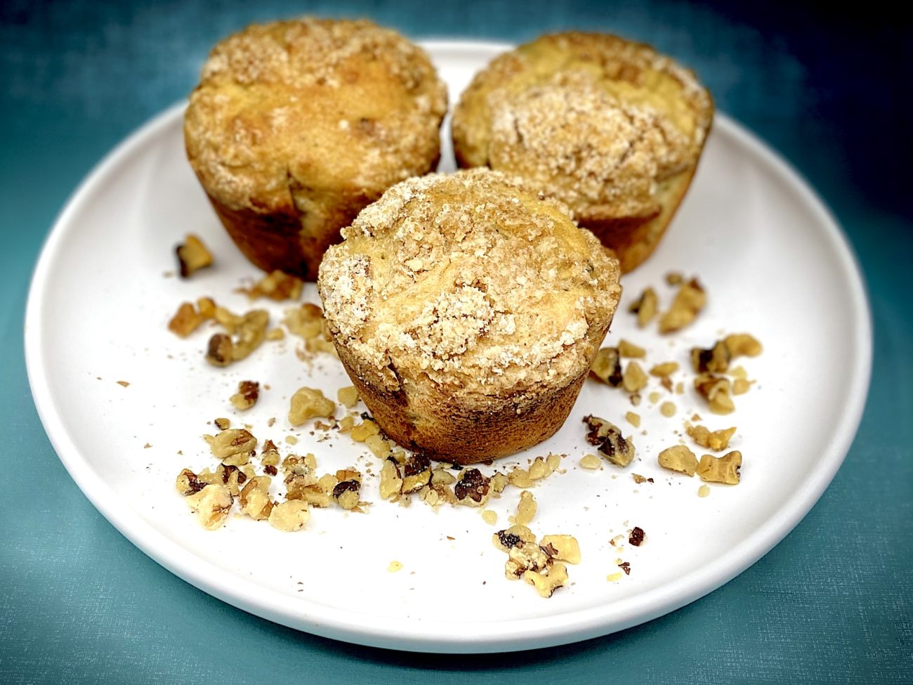 Banana Walnut Buttermilk Muffins with Crunchy Streusel Topping