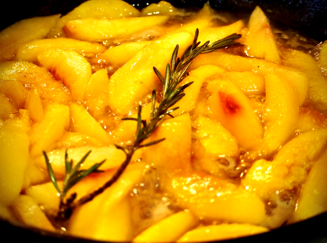 Maple and Rosemary Glazed Peaches