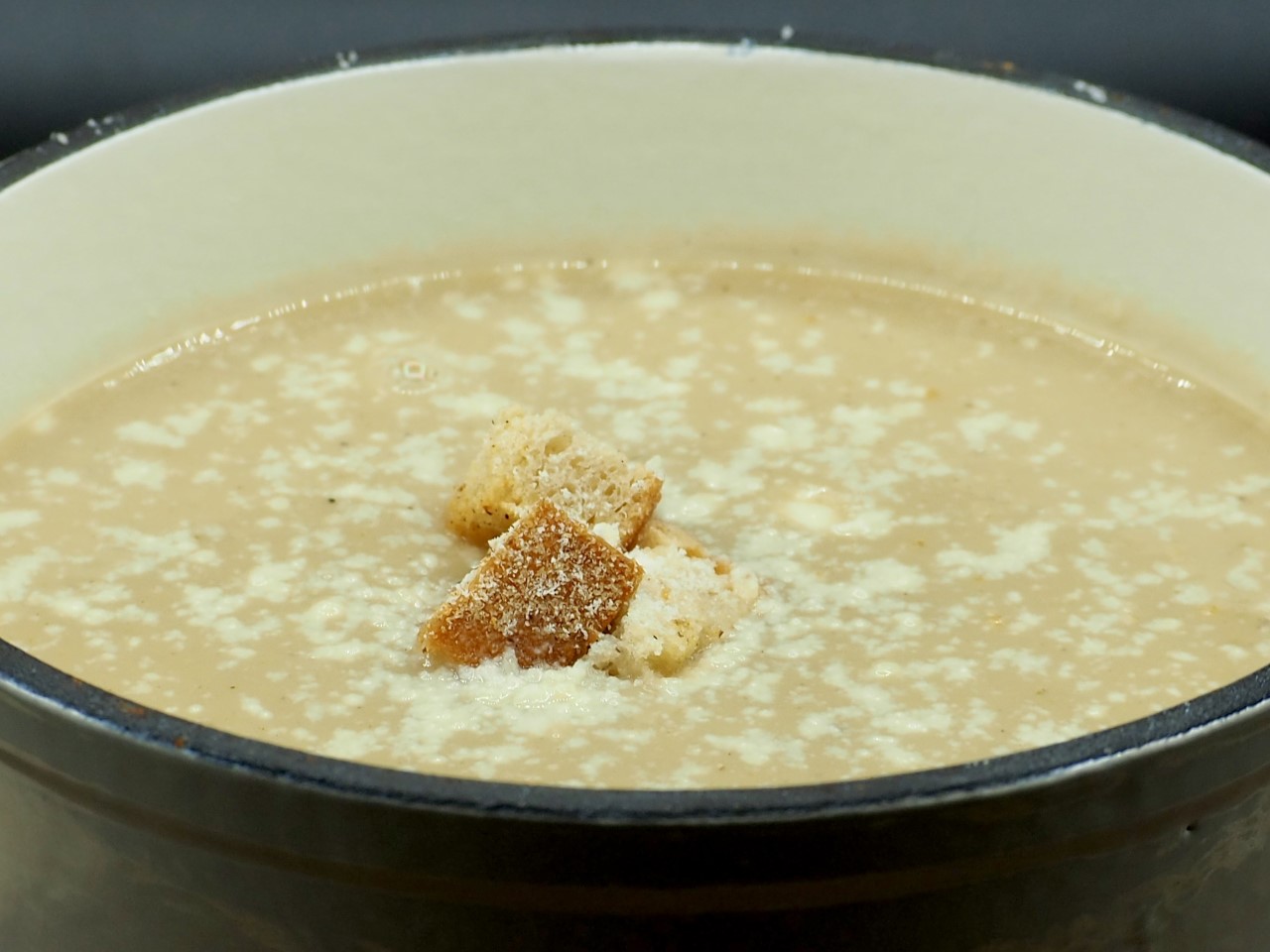 Cauliflower White Bean Soup with Homemade Croutons