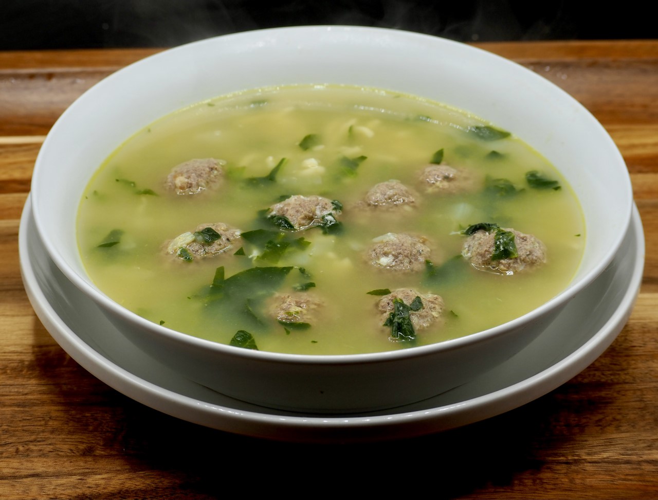 Italian Wedding Soup with Ground Beef and Spinach