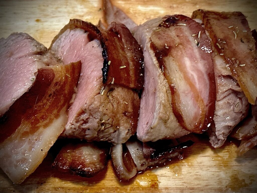 Juicy Baked Bacon Rosemary Pork Tenderloin 2 recipe allison antalek cut2therecipe updated