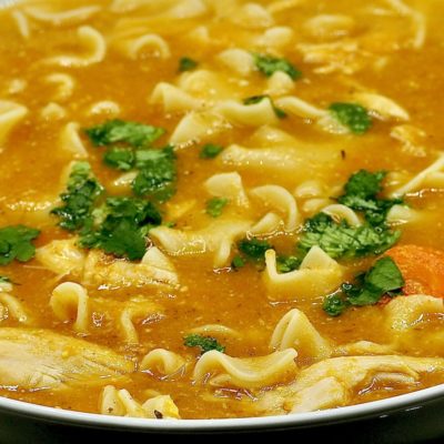 Chicken Noodle Soup wirth Roasted Garlic Recipe Allison Antalek cut2therecipe