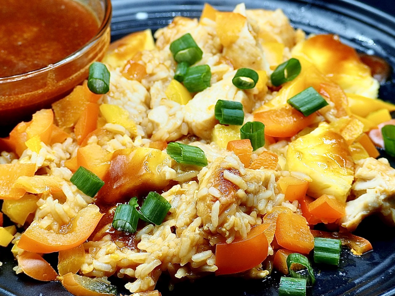 Pineapple Chicken Fried Rice with BBQ Sauce