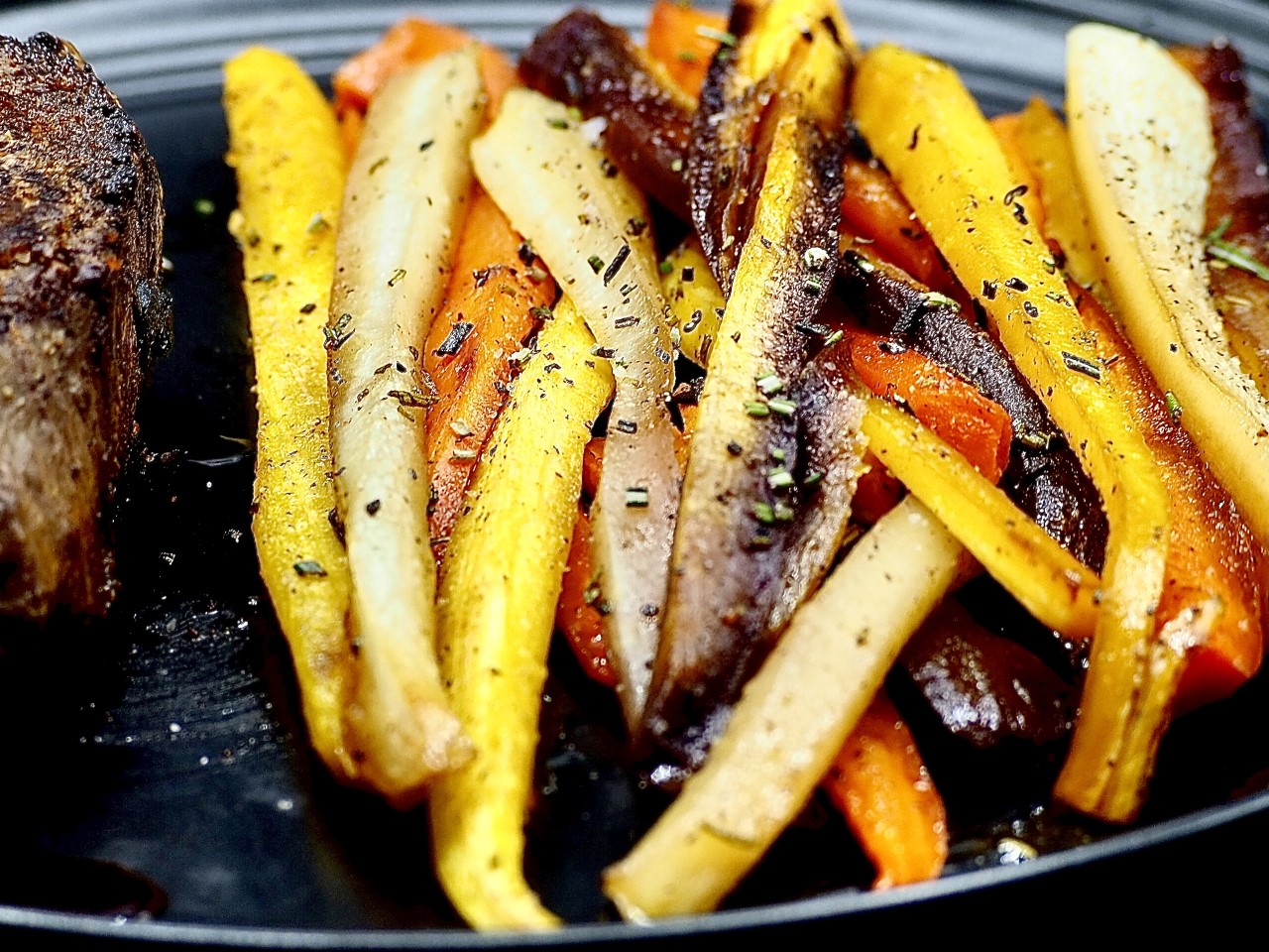 Rosemary and Maple Glazed Rainbow Carrots