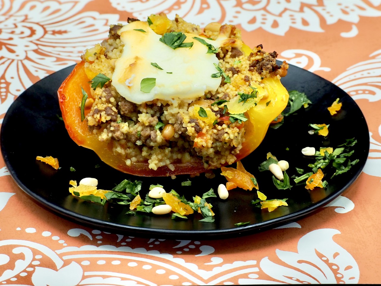 Tajine-Style Beef and Couscous Stuffed Peppers