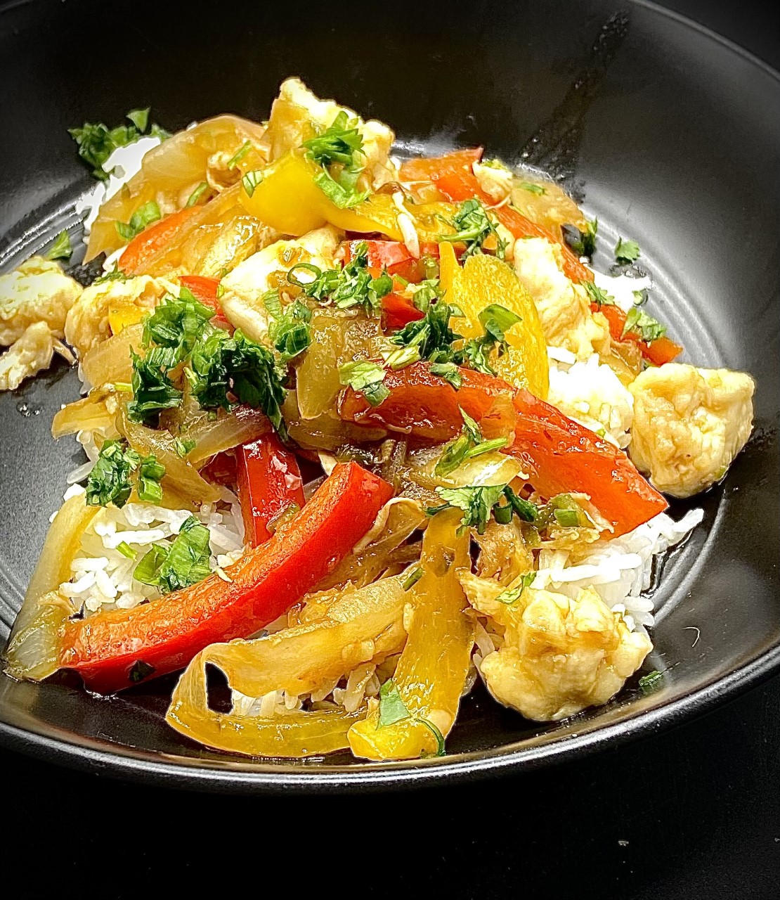 Chicken and Pepper Stir-Fry with Homemade Garlic Chili Sauce