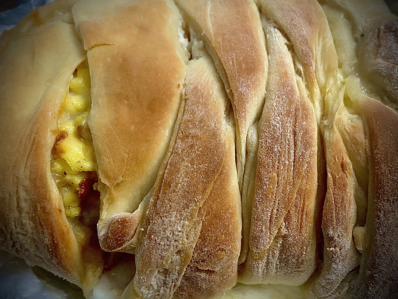 Egg, Cheese, and Ham Breakfast Bread with Homemade Crescent Roll Dough