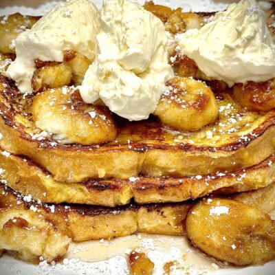 Bananas Foster French Toast with Whipped Orange Cream Cheese Recipe Allison Antalek cut2therecipe