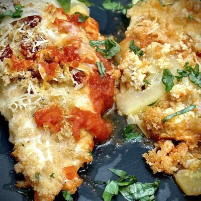 Baked Chicken Parm with Zucchini Lasagne Recipe Allison Antalek cut 2 the recipe