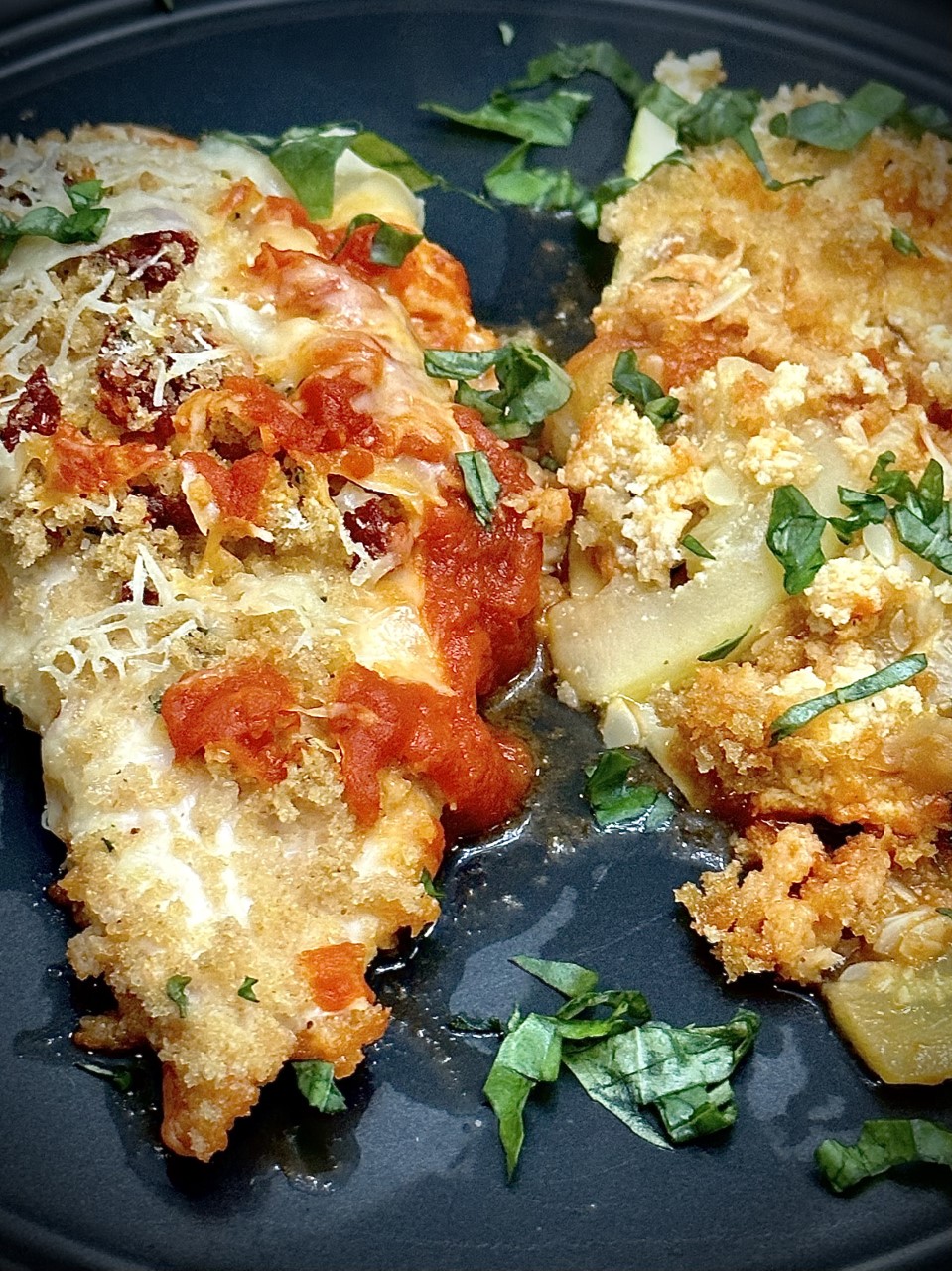 Baked Chicken Parmesan with Zucchini Lasagne