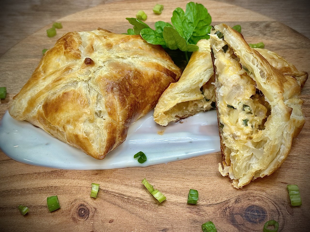 Chicken & Bacon Pastry Puffs with Homemade Ranch Dressing