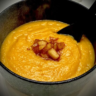 Autumn Apple Butternut Squash Soup with Apple Compote Topping Recipe Allison Antalek