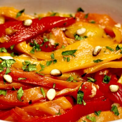 warm roasted pepper salad recipe allison antalek cut2therecipe