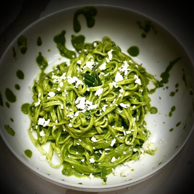 Fresh Basil Spinach Spasta recipe allison antalek cut 2 the recipe